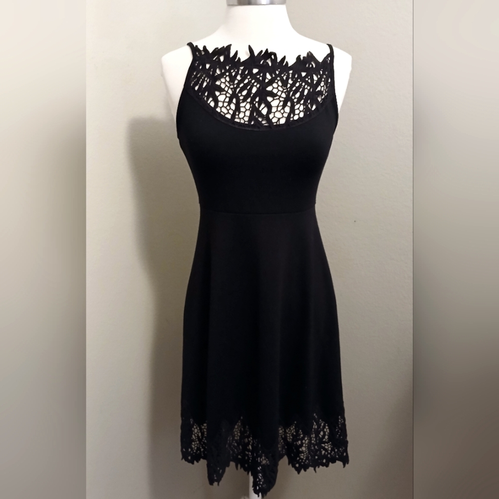 Free People Black Sheath Mini Dress Sleeveless Crew Neck